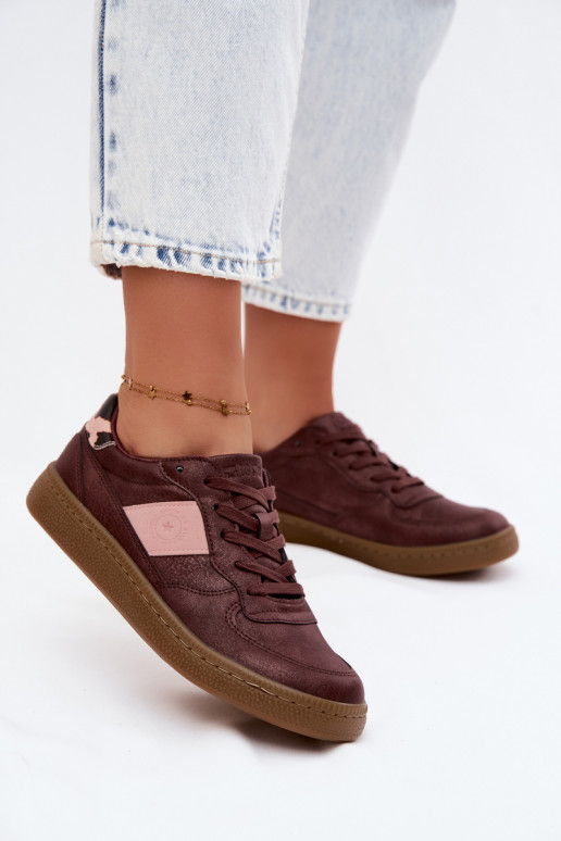 Glanzende sneakers voor dames Big Star UU274016 in bordeaux kleur