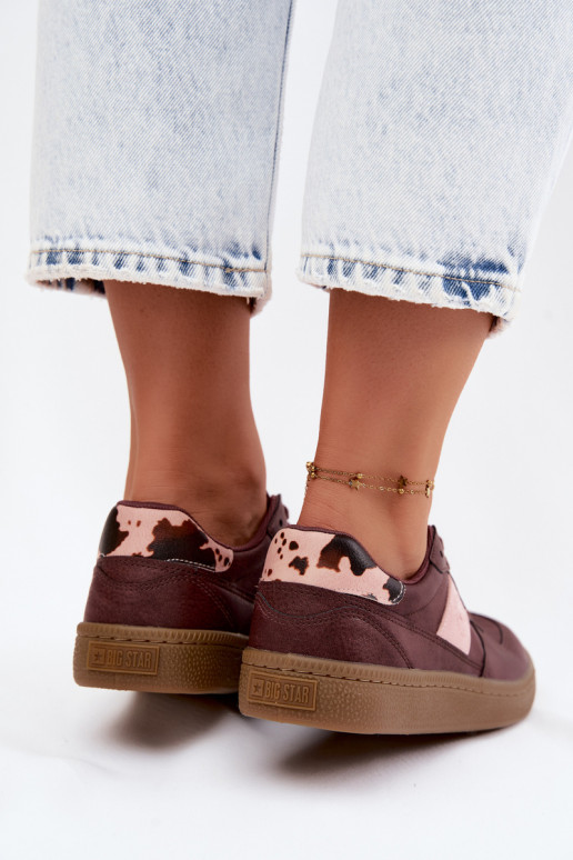 Glanzende sneakers voor dames Big Star UU274016 in bordeaux kleur