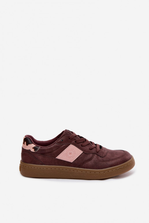 Glanzende sneakers voor dames Big Star UU274016 in bordeaux kleur