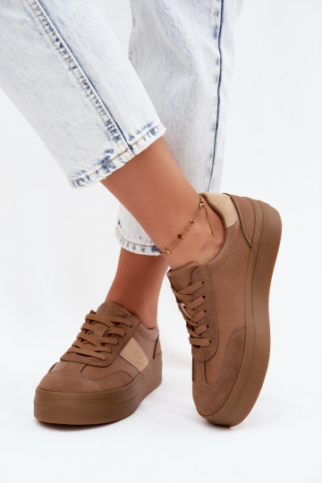 Sneakers model schoenen Dames met platform Big Star UU274015 bruine kleur