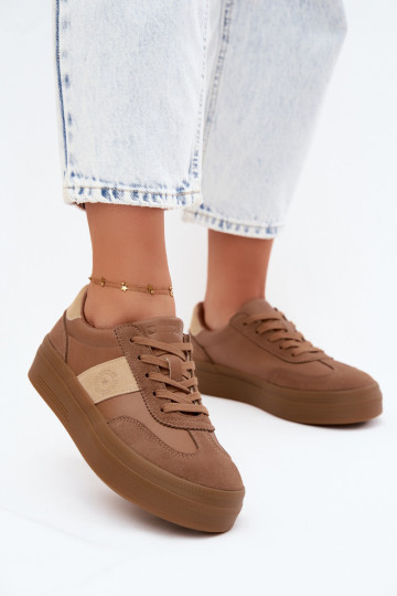 Sneakers model schoenen Dames met platform Big Star UU274015 bruine kleur 2