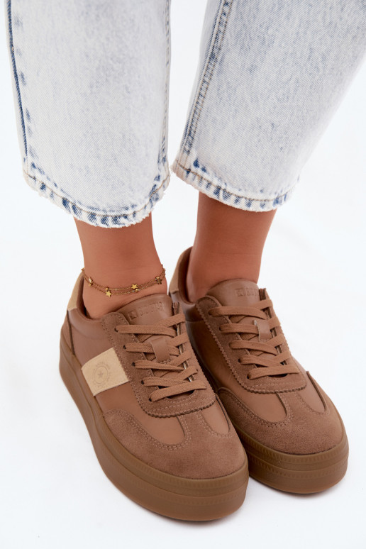Sneakers voor dames met platform Big Star UU274015 in bruine kleur