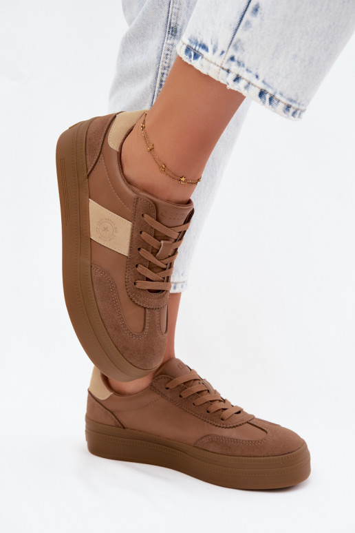 Sneakers voor dames met platform Big Star UU274015 in bruine kleur