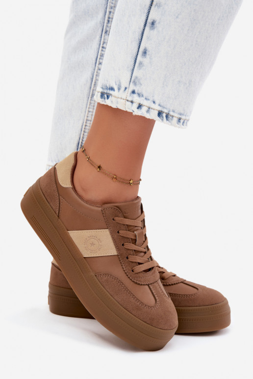 Sneakers voor dames met platform Big Star UU274015 in bruine kleur
