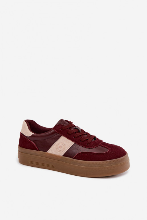 Sneakers voor dames met platform Big Star UU274013 in bordeaux kleur