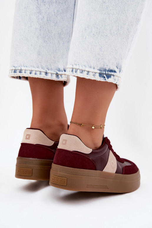 Sneakers voor dames met platform Big Star UU274013 in bordeaux kleur