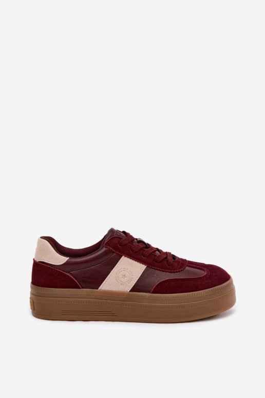 Sneakers voor dames met platform Big Star UU274013 in bordeaux kleur