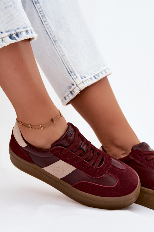 Sneakers voor dames met platform Big Star UU274013 in bordeaux kleur