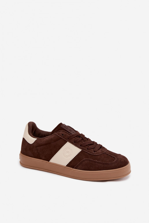 Sneakers voor dames van faux suede Big Star UU274008 in chocolade kleur