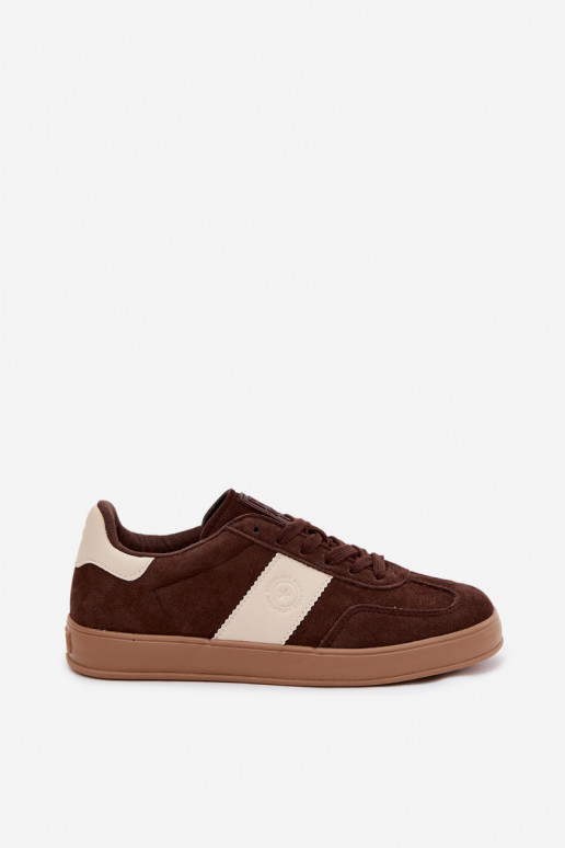 Sneakers voor dames van faux suede Big Star UU274008 in chocolade kleur
