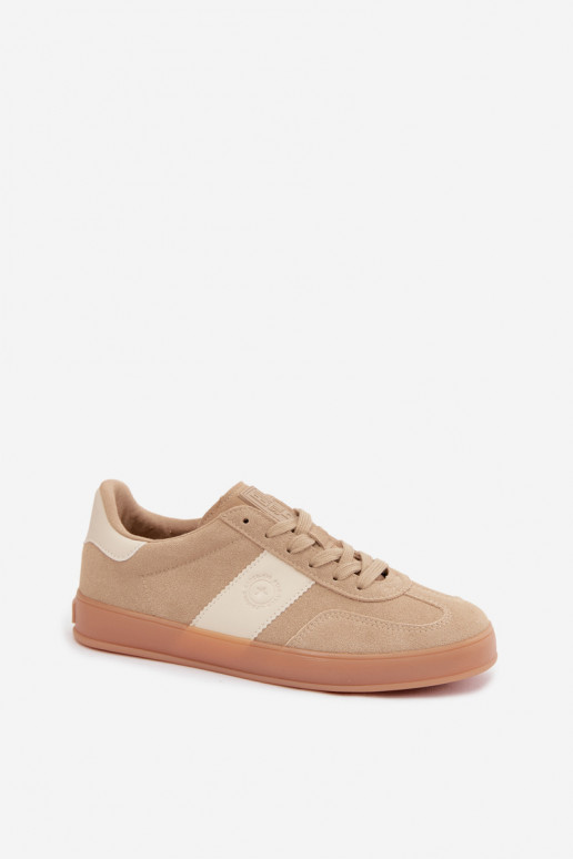Sneakers voor dames van faux suede Big Star UU274009 in zandkleur