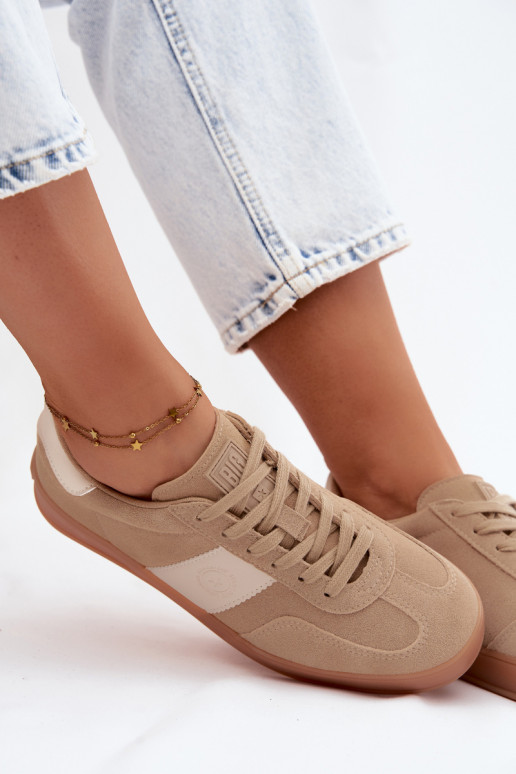 Sneakers voor dames van faux suede Big Star UU274009 in zandkleur