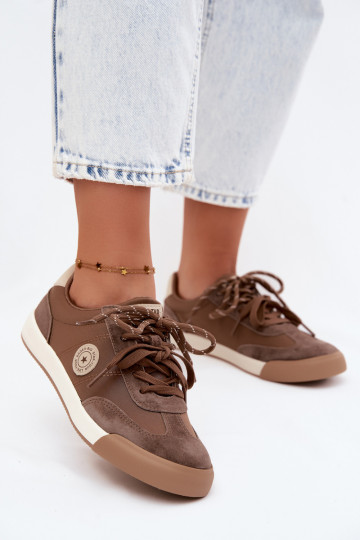 van suède Sneakers model schoenen DamesPodInójnymi SznuróInkami Big Star UU274002 bruine kleur 2