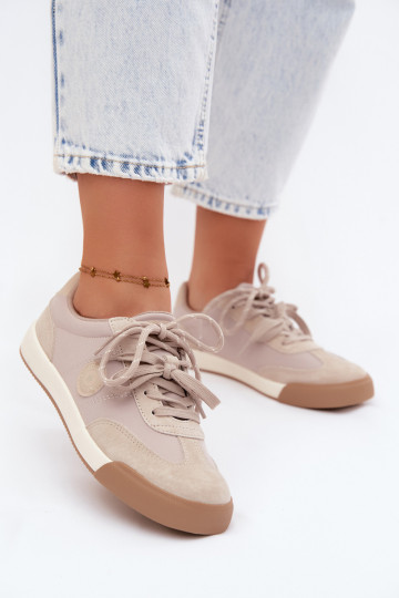 van suède Sneakers model schoenen DamesPodInójnymi SznuróInkami Big Star UU274001 beige