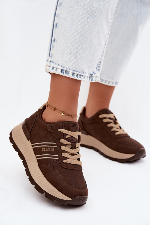 Sneakers voor dames met platform Big Star UU274040 w kolorze czekoladowym