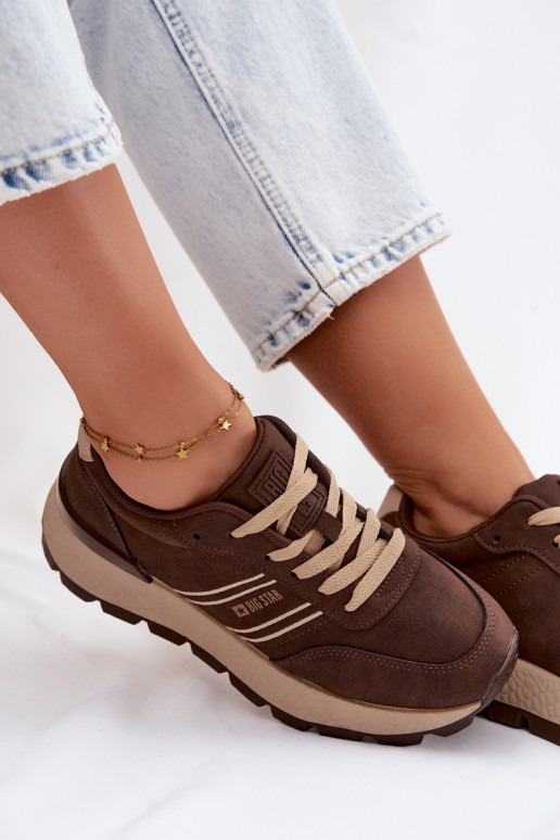Sneakers voor dames met platform Big Star UU274040 w kolorze czekoladowym