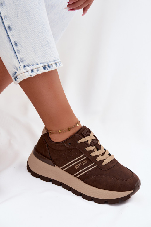 Sneakers voor dames met platform Big Star UU274040 w kolorze czekoladowym