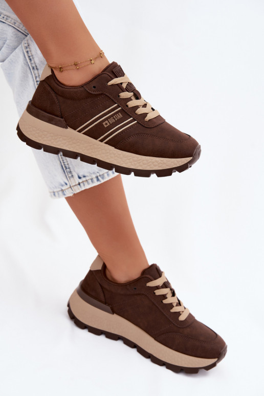 Sneakers voor dames met platform Big Star UU274040 w kolorze czekoladowym