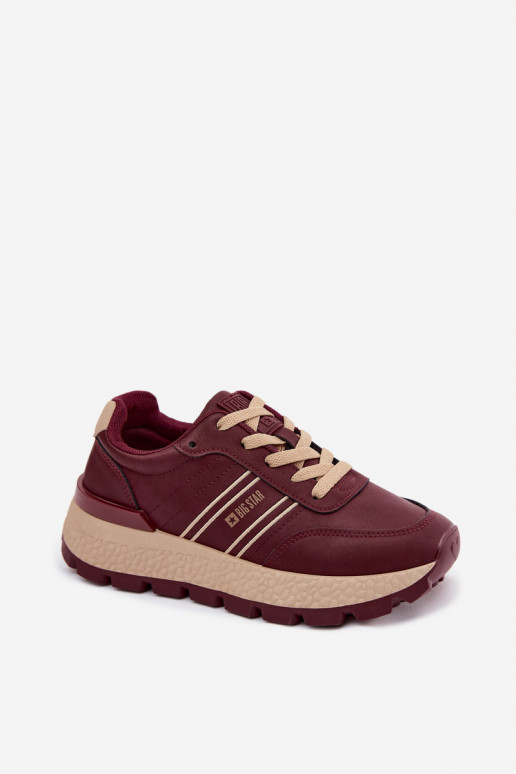 Bordeaux kleur dames sneakers met platform Big Star UU274041