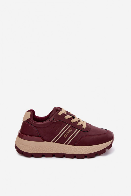 Bordeaux kleur dames sneakers met platform Big Star UU274041