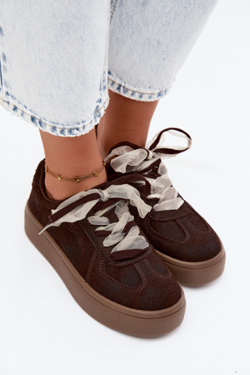 Dames sneakers met platform en decoratieve veters Big Star UU274004