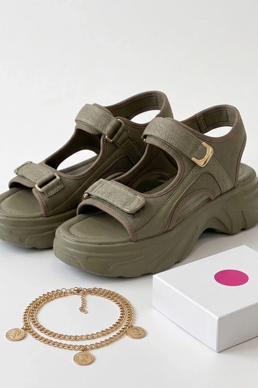 Groene sandalen op een chunky zool Abigail