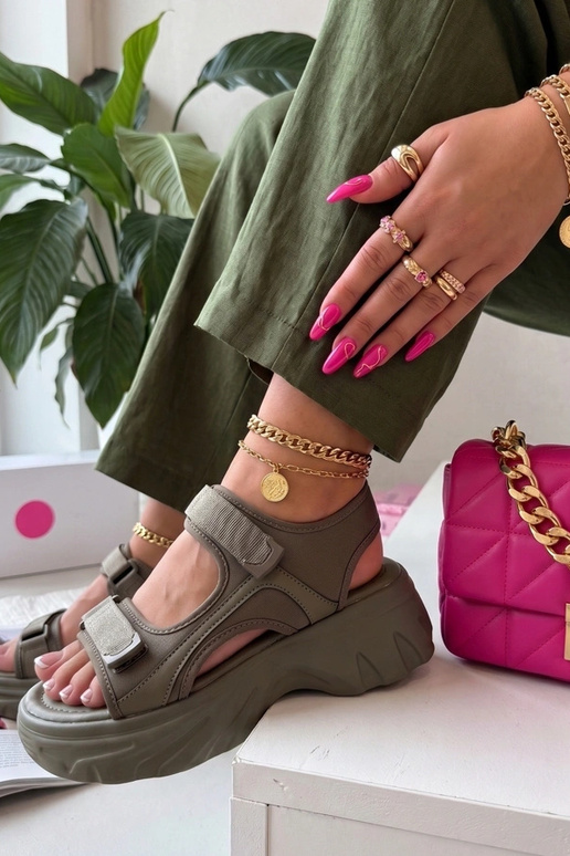 Groene sandalen op een chunky zool Abigail