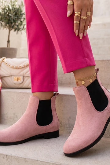 Roze enkellaarsjes met elastische schacht Cinzia