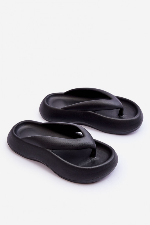 Zwarte dames slippers met schuim