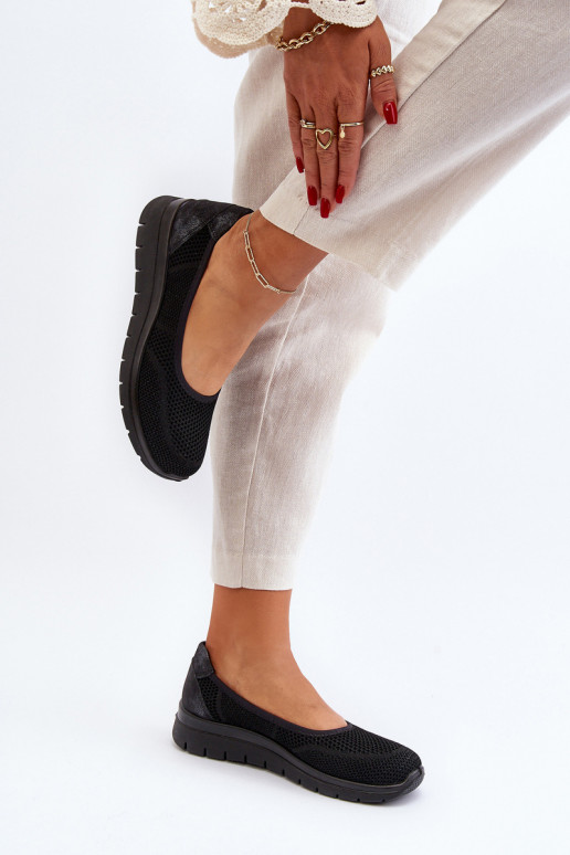 Zwarte ballerina's met platform Aviaba