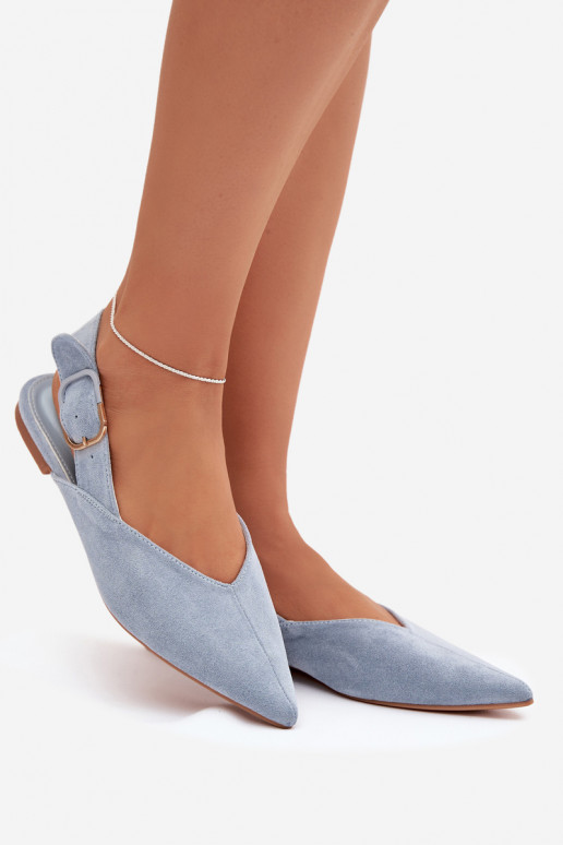 Blauwe dames ballerina's met gespen Tanelia
