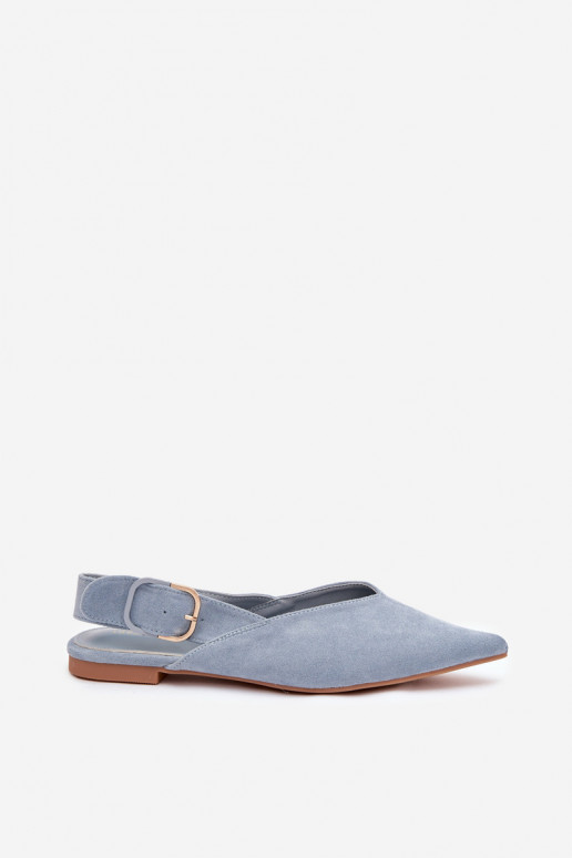 Blauwe dames ballerina's met gespen Tanelia