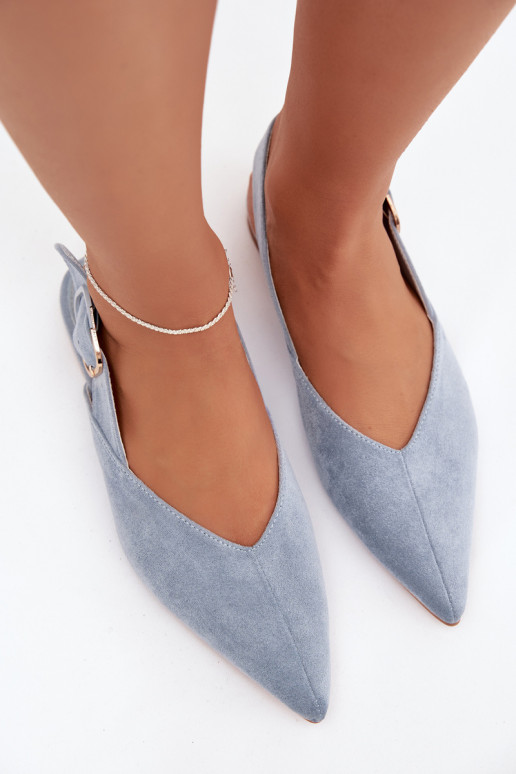Blauwe dames ballerina's met gespen Tanelia
