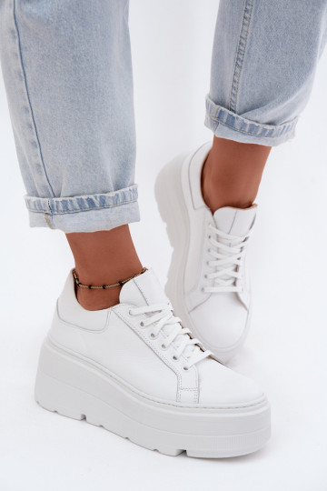 Dames sneakers met platform in witte kleur Zazoo N1000S3 2