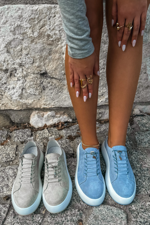 Blauwe platformsneakers van faux suede Blushy