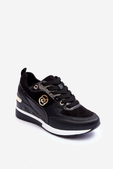 Gevlochten zwarte dames sportschoenen met platform Genova