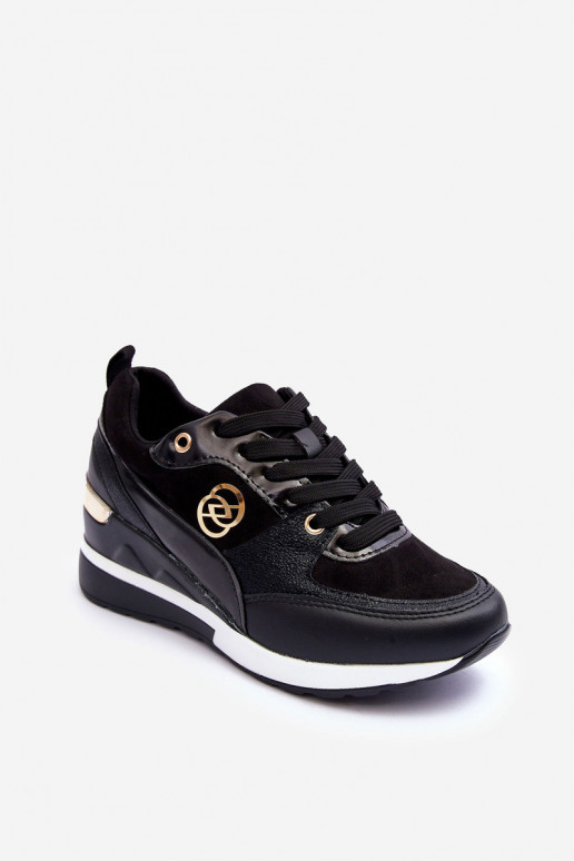 Gevlochten zwarte dames sportschoenen met platform Genova