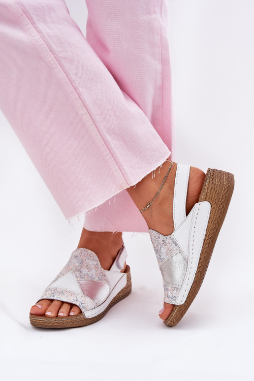 Witte dames sandalen met platform Braid Tai turiciejka L7067-11
