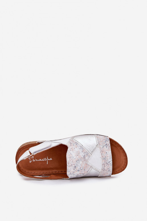 Witte dames sandalen met platform Braid Tai turiciejka L7067-11