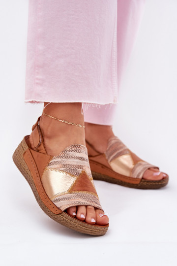 Bruine dames sandalen met platform Braid Tai turiciejka L7067-29 2