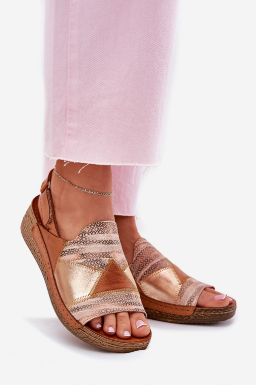 Bruine dames sandalen met platform Braid Tai turiciejka L7067-29
