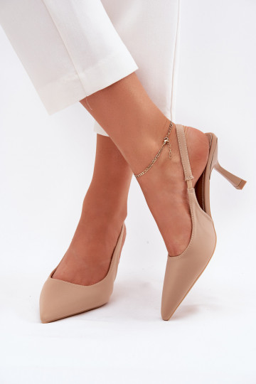 Zandkleurige dames sandalen met dunne hakken Lunira