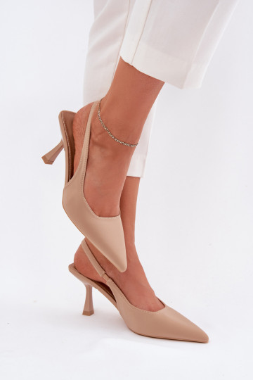 Zandkleurige dames sandalen met dunne hakken Lunira 2