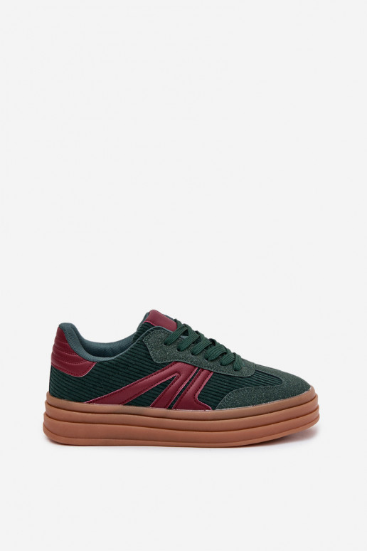 Groene fluwelen sportschoenen met platform Skye