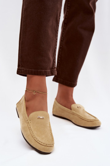 Gele dames mocassins met gouden details Sarivelle