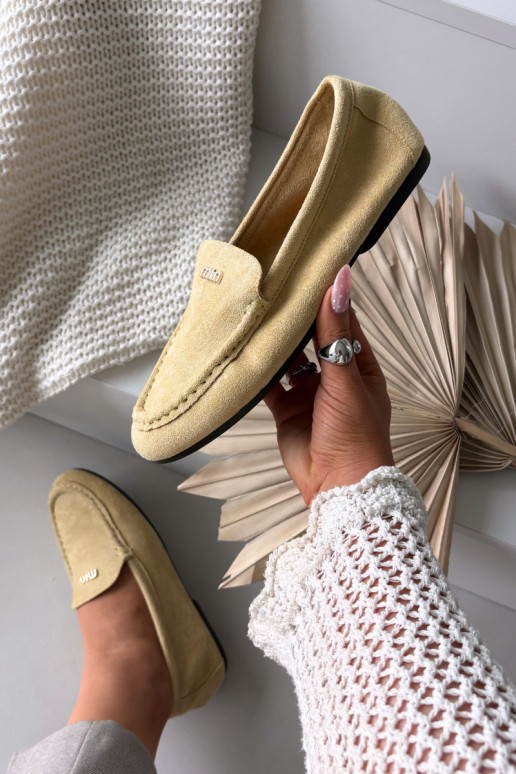 Gele dames mocassins met gouden details Sarivelle