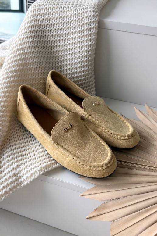 Gele dames mocassins met gouden details Sarivelle