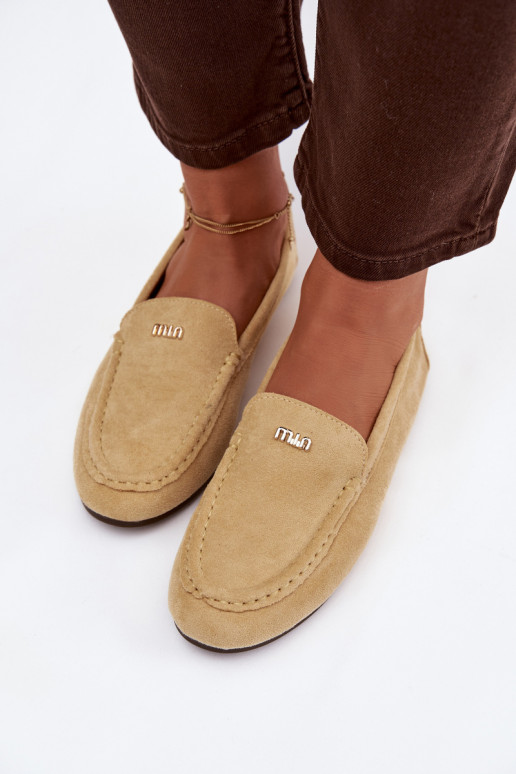Gele dames mocassins met gouden details Sarivelle
