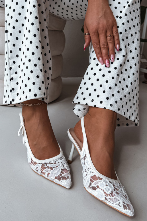 Dames sandalen met dunne hakken met kant Initte kleur Pelivelle