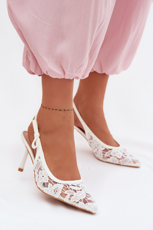 Dames sandalen met dunne hakken met kant Initte kleur Pelivelle